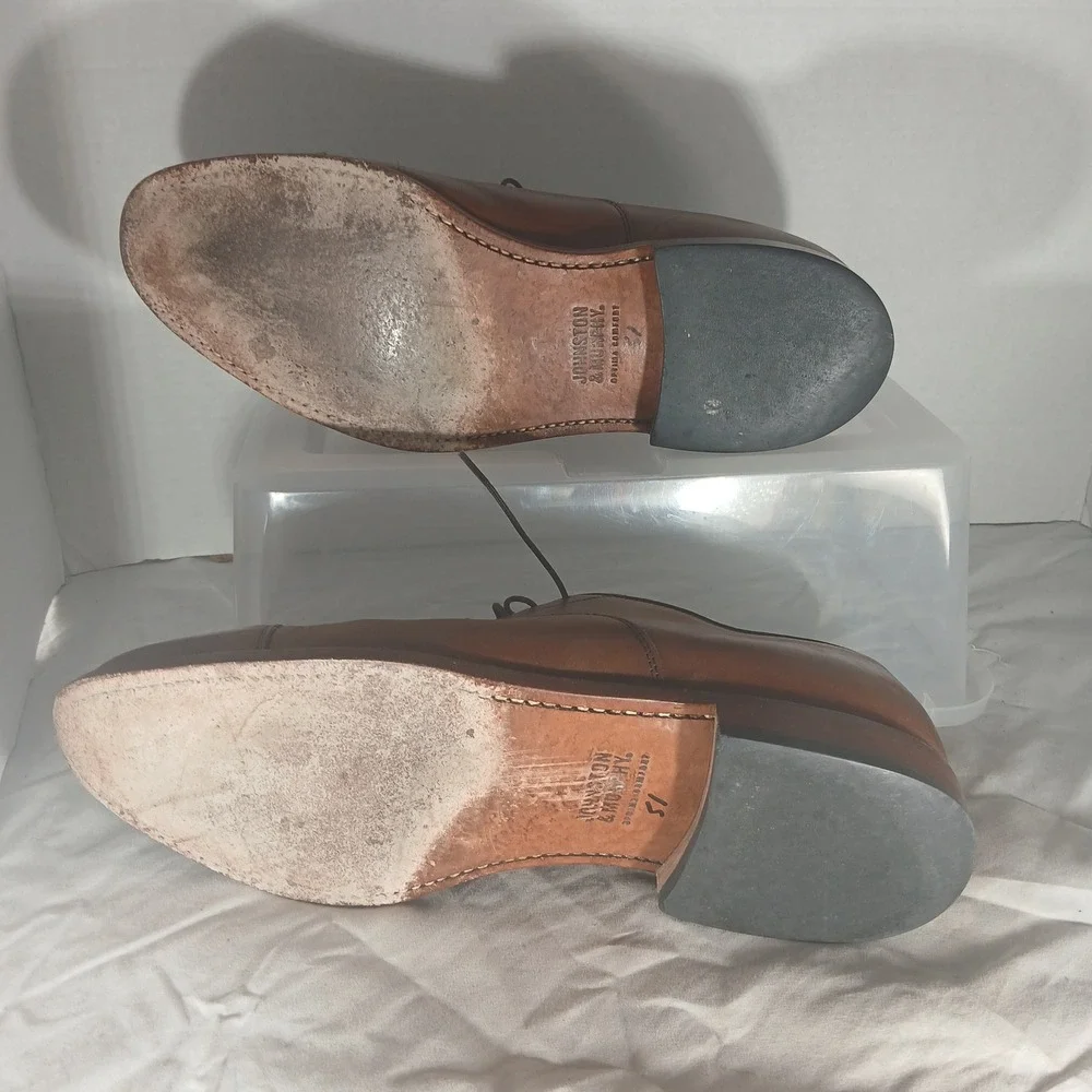 Johnston & Murphy Mens Tan Brown Leather Cap Toe Oxford‎ Dress Shoes 9.5 D